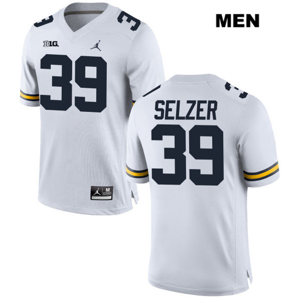 Men's NCAA Michigan Wolverines Alan Selzer #39 White Jordan Brand Authentic Stitched Football College Jersey ZT25L42HP